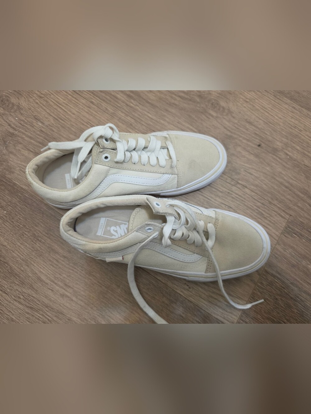 Vans Old Skool Low-Top Sneakers in Cream with White Stripe